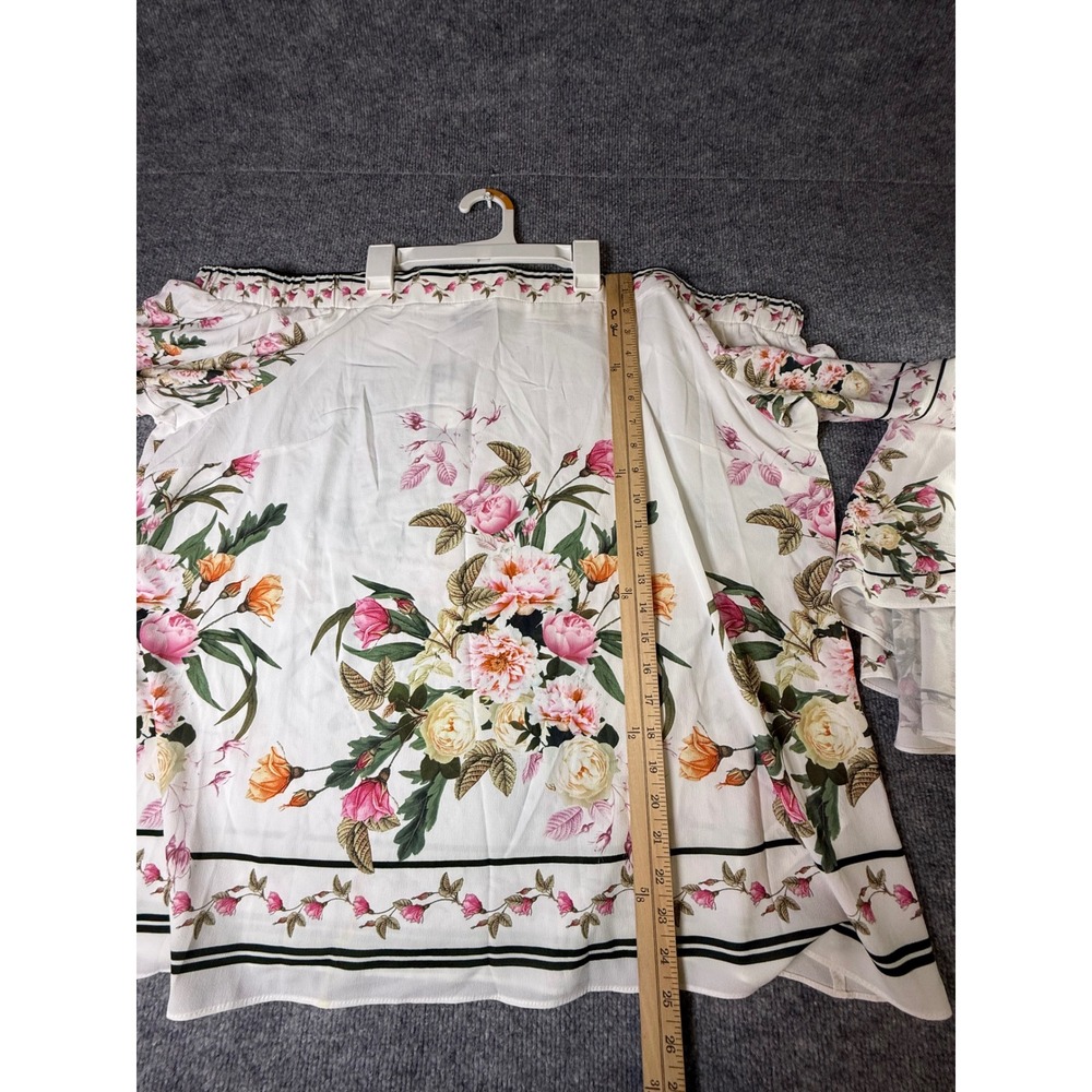 City Chic Tuscan Scarf Top Ivory Floral Off Shoulder Bell Sleeve XL 22 00202972 - Picture 5 of 8